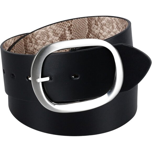 Reversible Women's Belt Faux Leather Wide Statement Buckle Casual Chic - Picture 1 of 6